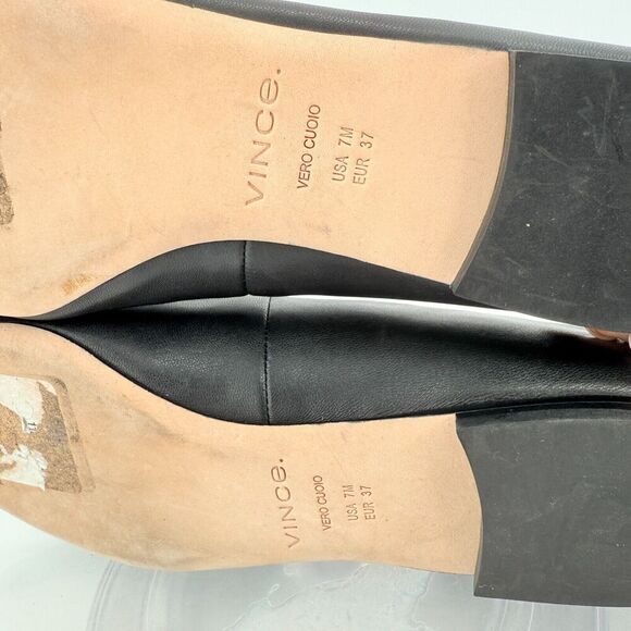 Vince Womens Brette Leather Slip On Loafer Flats Size 7 M Black Leather - Picture 11 of 14